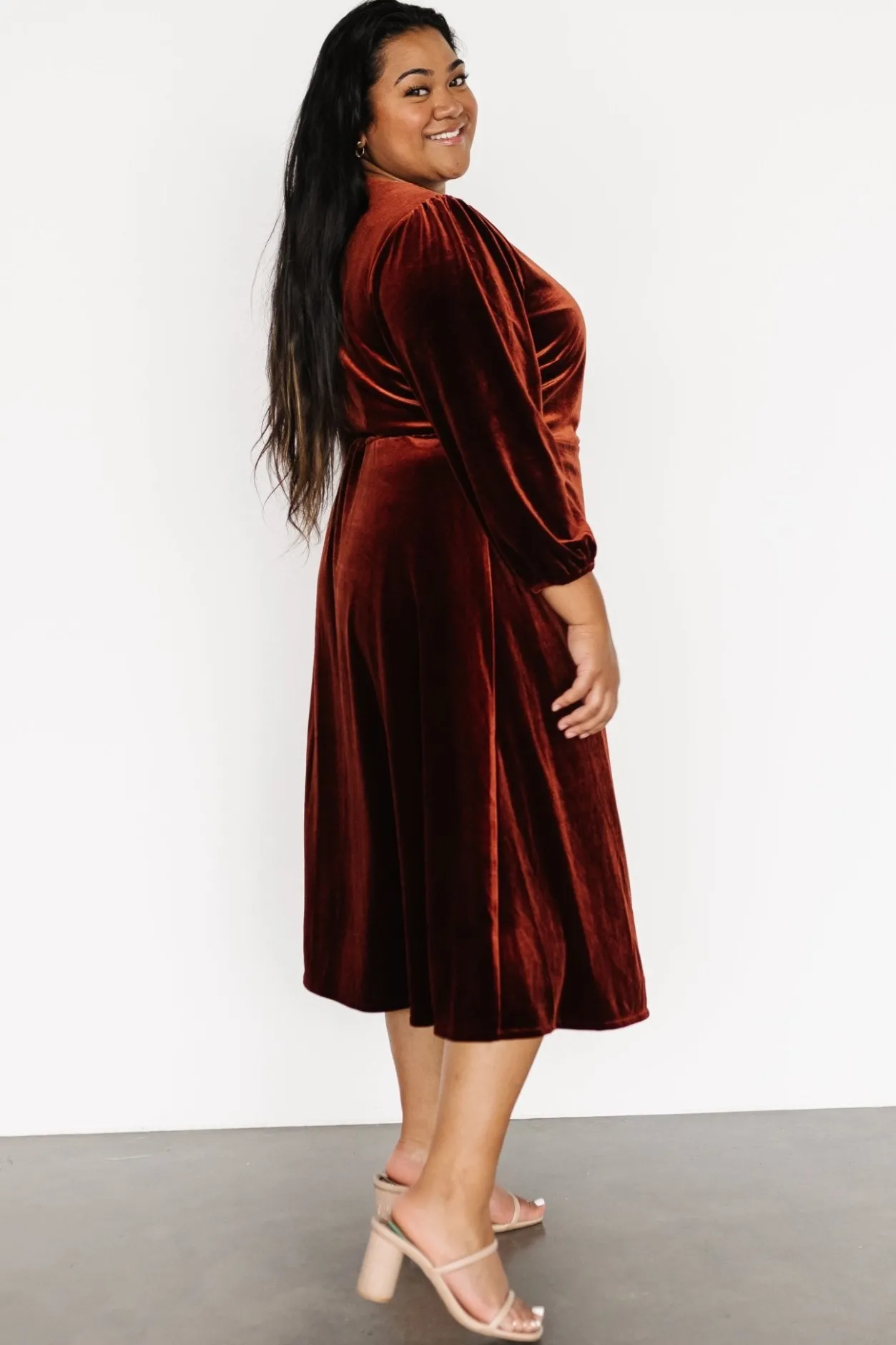 Clearance Baltic Born Beckinsale Velvet Wrap Dress | Cinnamon
