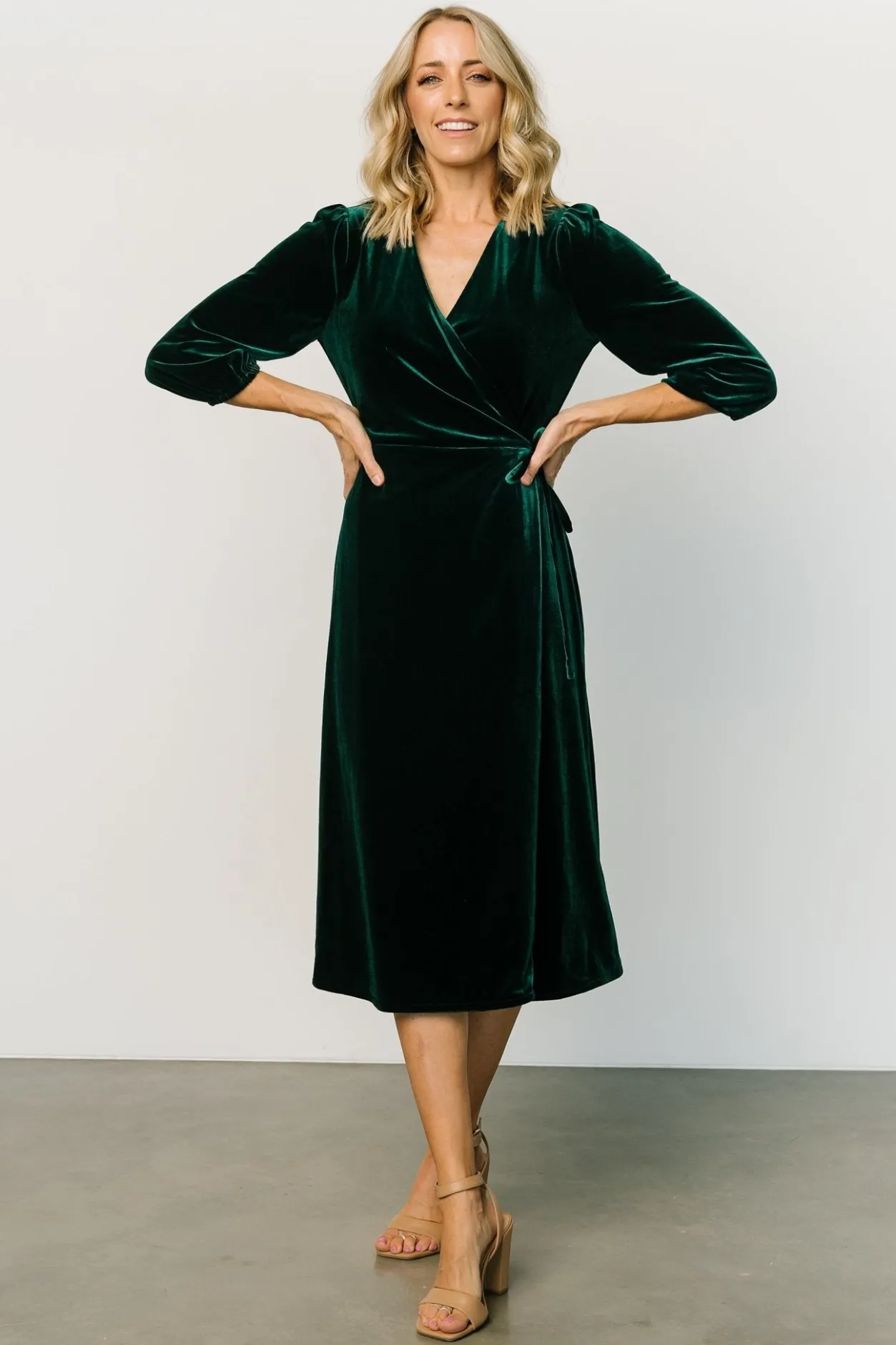 Discount Baltic Born Beckinsale Velvet Wrap Dress | Dark Green DarkGreen