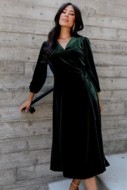 Discount Baltic Born Beckinsale Velvet Wrap Dress | Dark Green DarkGreen
