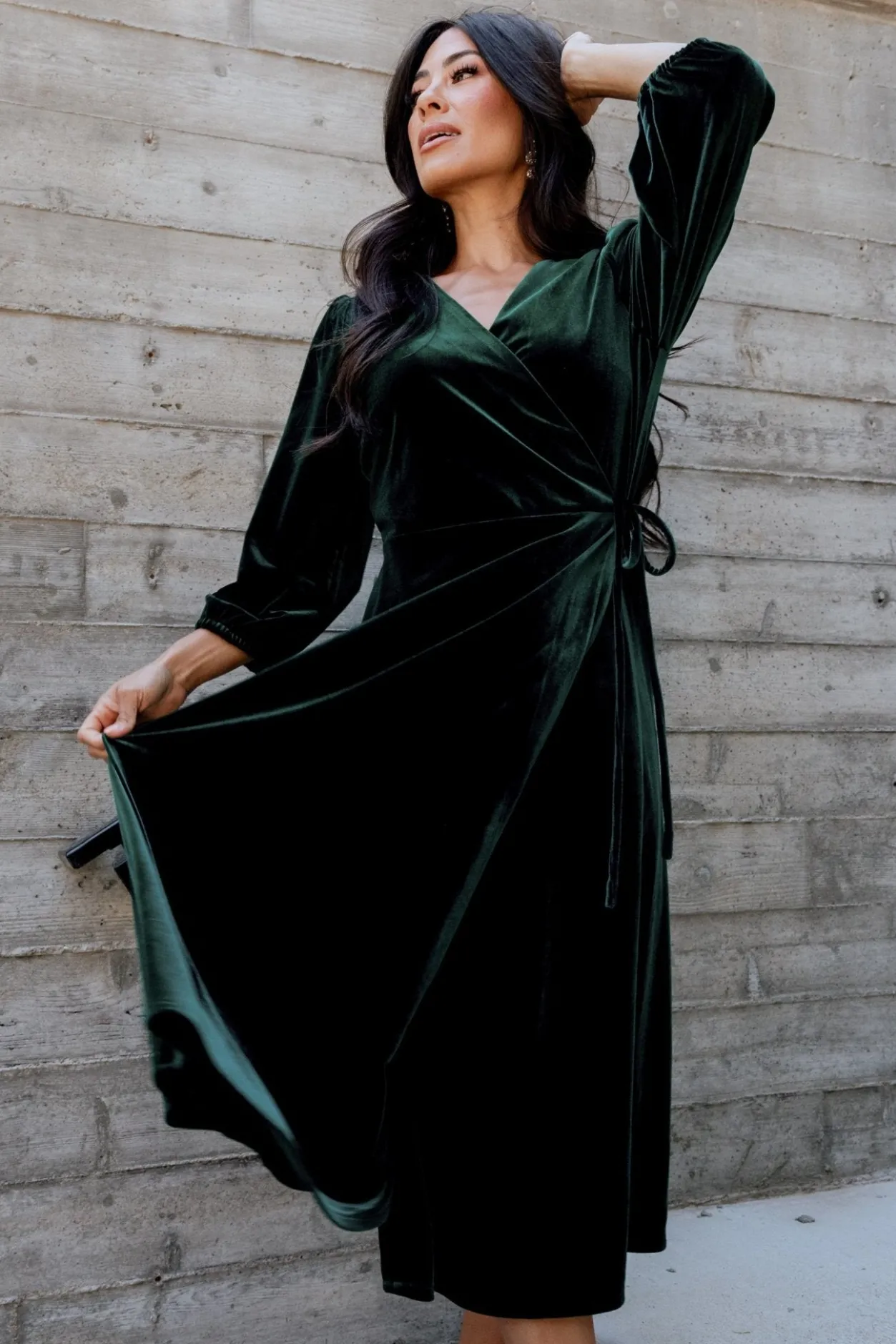 Discount Baltic Born Beckinsale Velvet Wrap Dress | Dark Green DarkGreen