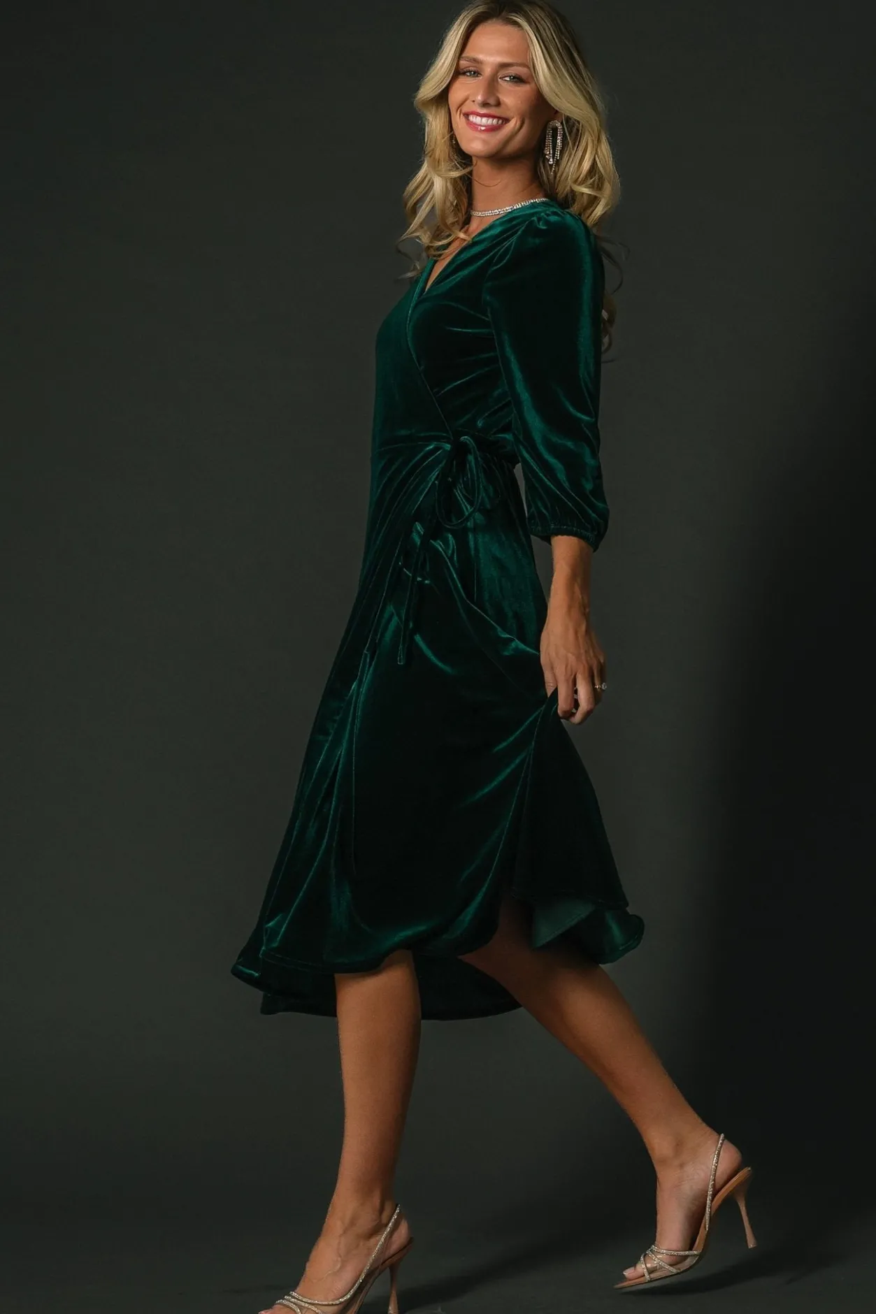 Discount Baltic Born Beckinsale Velvet Wrap Dress | Dark Green DarkGreen