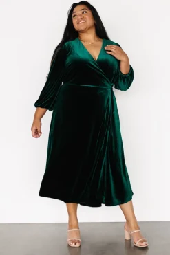 Discount Baltic Born Beckinsale Velvet Wrap Dress | Dark Green DarkGreen