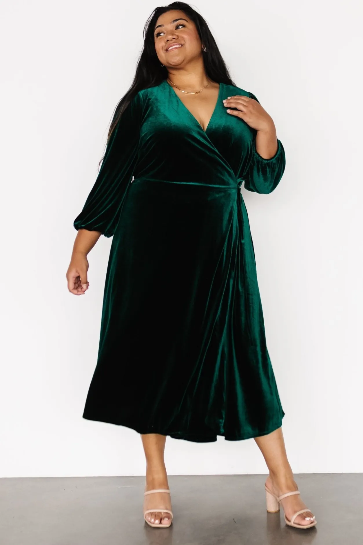 Discount Baltic Born Beckinsale Velvet Wrap Dress | Dark Green DarkGreen