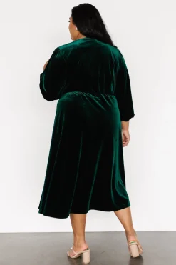 Discount Baltic Born Beckinsale Velvet Wrap Dress | Dark Green DarkGreen
