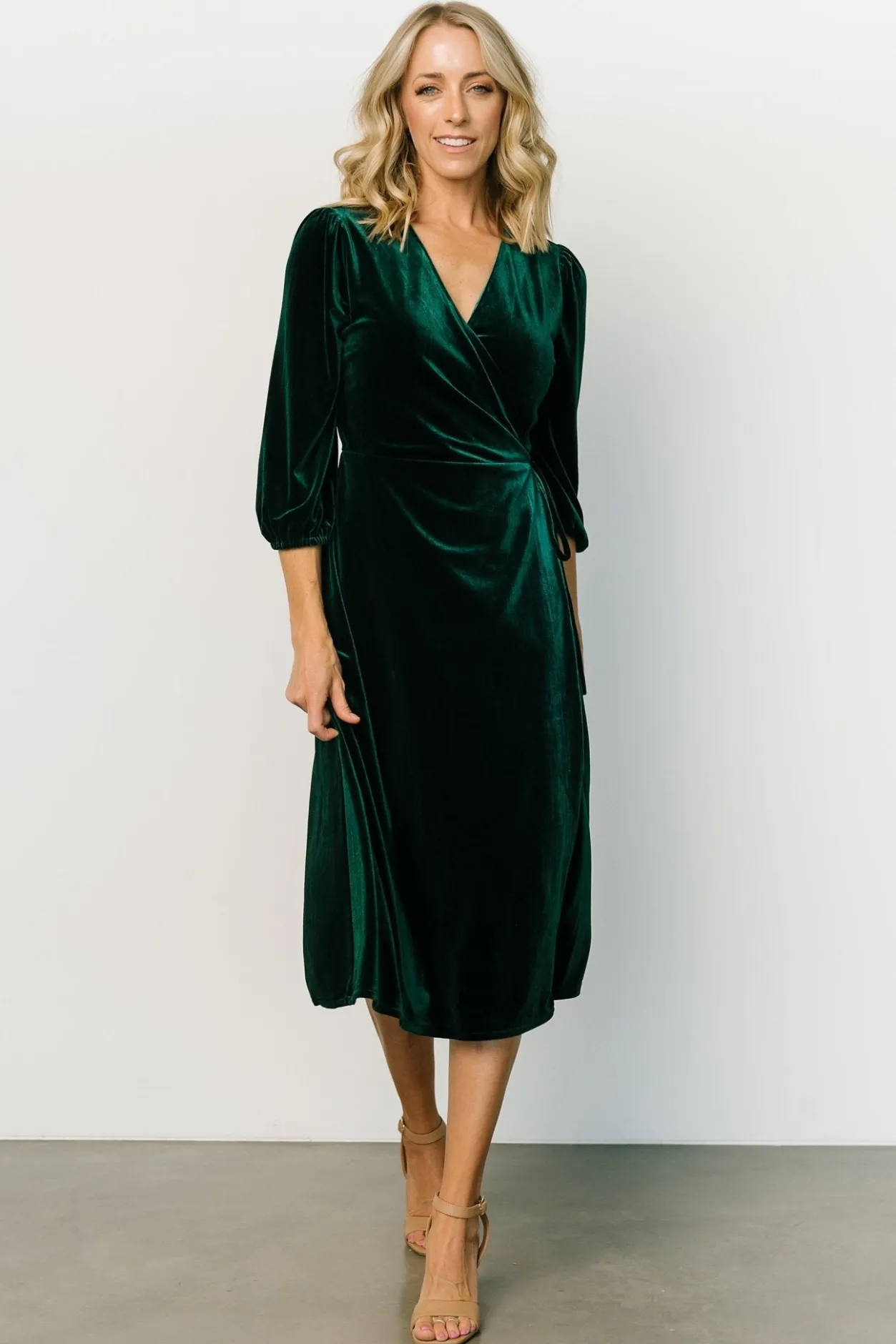 Discount Baltic Born Beckinsale Velvet Wrap Dress | Dark Green DarkGreen