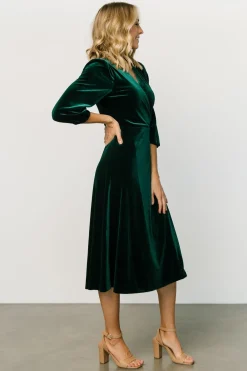 Discount Baltic Born Beckinsale Velvet Wrap Dress | Dark Green DarkGreen