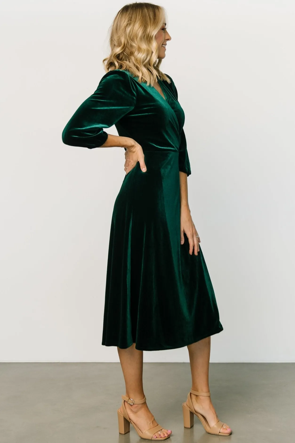 Discount Baltic Born Beckinsale Velvet Wrap Dress | Dark Green DarkGreen