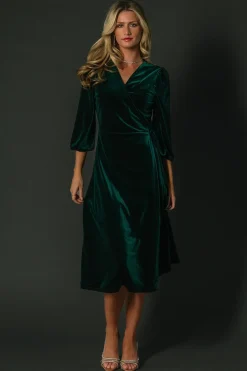 Discount Baltic Born Beckinsale Velvet Wrap Dress | Dark Green DarkGreen
