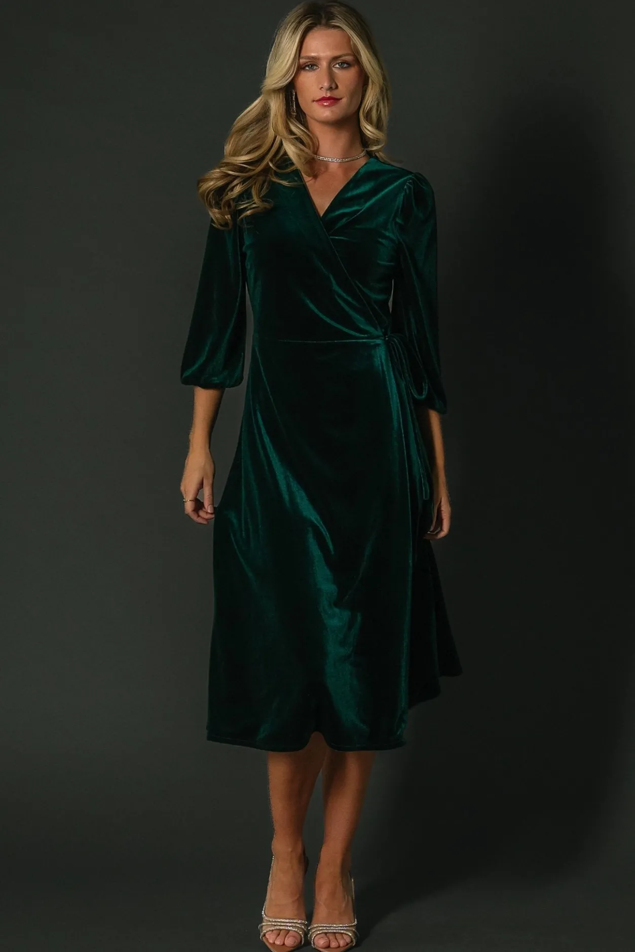 Discount Baltic Born Beckinsale Velvet Wrap Dress | Dark Green DarkGreen