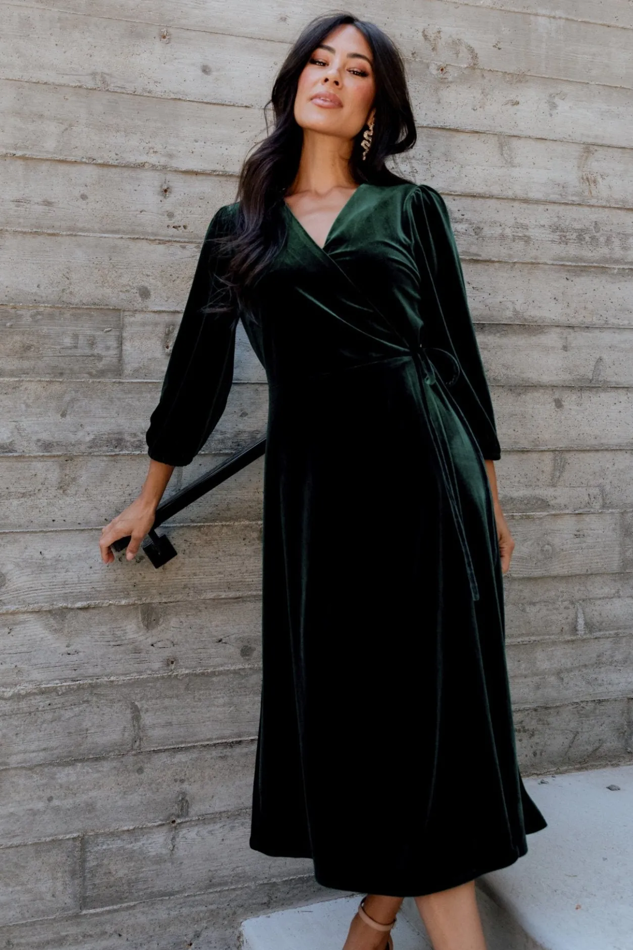 Discount Baltic Born Beckinsale Velvet Wrap Dress | Dark Green DarkGreen