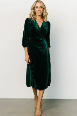 Discount Baltic Born Beckinsale Velvet Wrap Dress | Dark Green DarkGreen