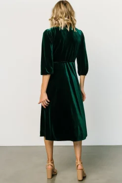 Discount Baltic Born Beckinsale Velvet Wrap Dress | Dark Green DarkGreen