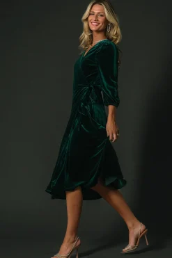 Discount Baltic Born Beckinsale Velvet Wrap Dress | Dark Green DarkGreen