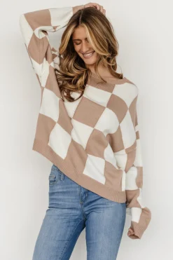 Best Baltic Born Bella Checkered Sweater | Taupe
