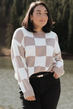 Best Baltic Born Bella Checkered Sweater | Taupe