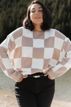 Best Baltic Born Bella Checkered Sweater | Taupe