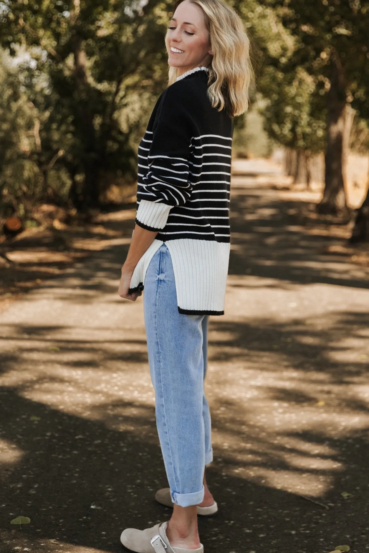 Discount Baltic Born Benedict Stripe Knit Sweater | Black + Cream Black+Cream