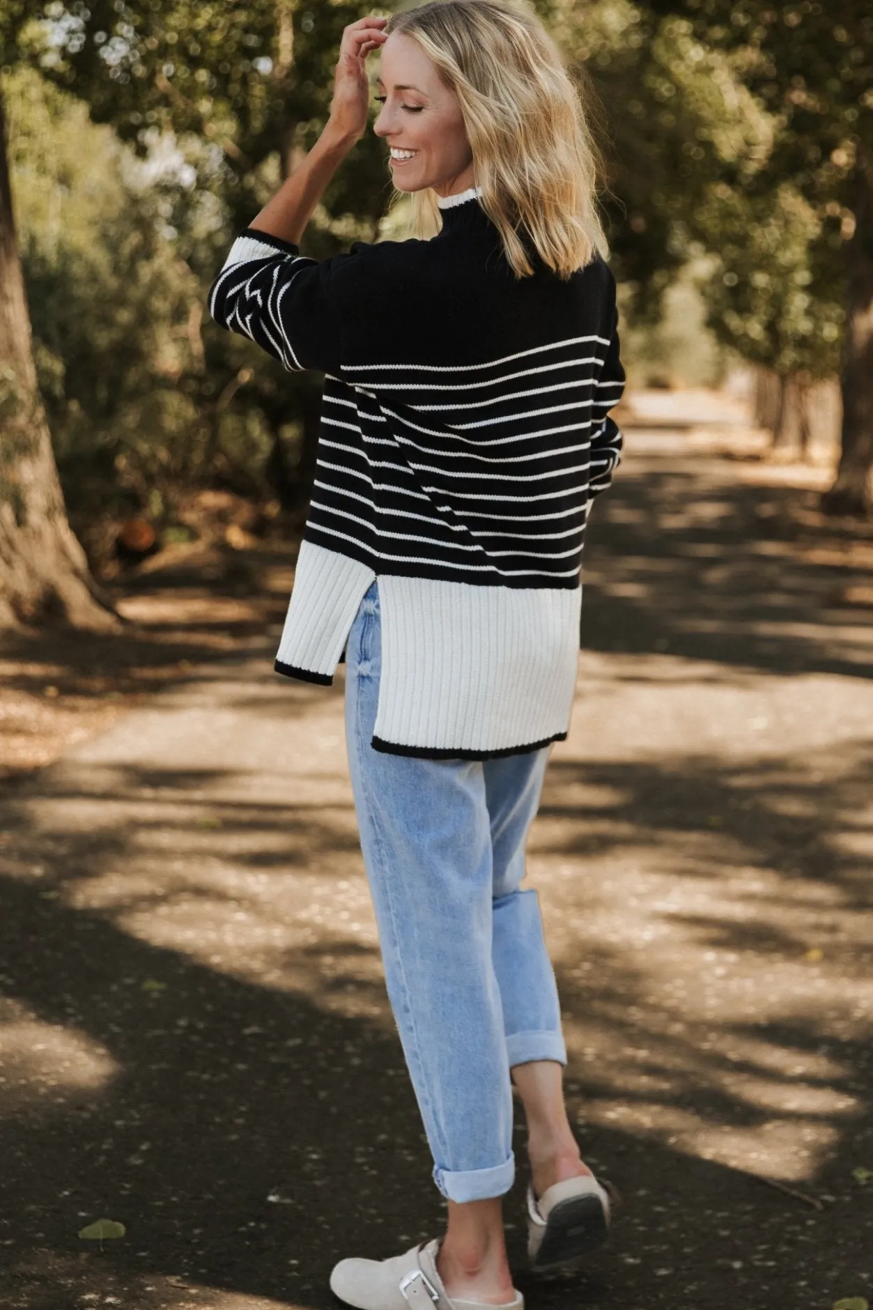 Discount Baltic Born Benedict Stripe Knit Sweater | Black + Cream Black+Cream