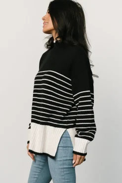 Discount Baltic Born Benedict Stripe Knit Sweater | Black + Cream Black+Cream
