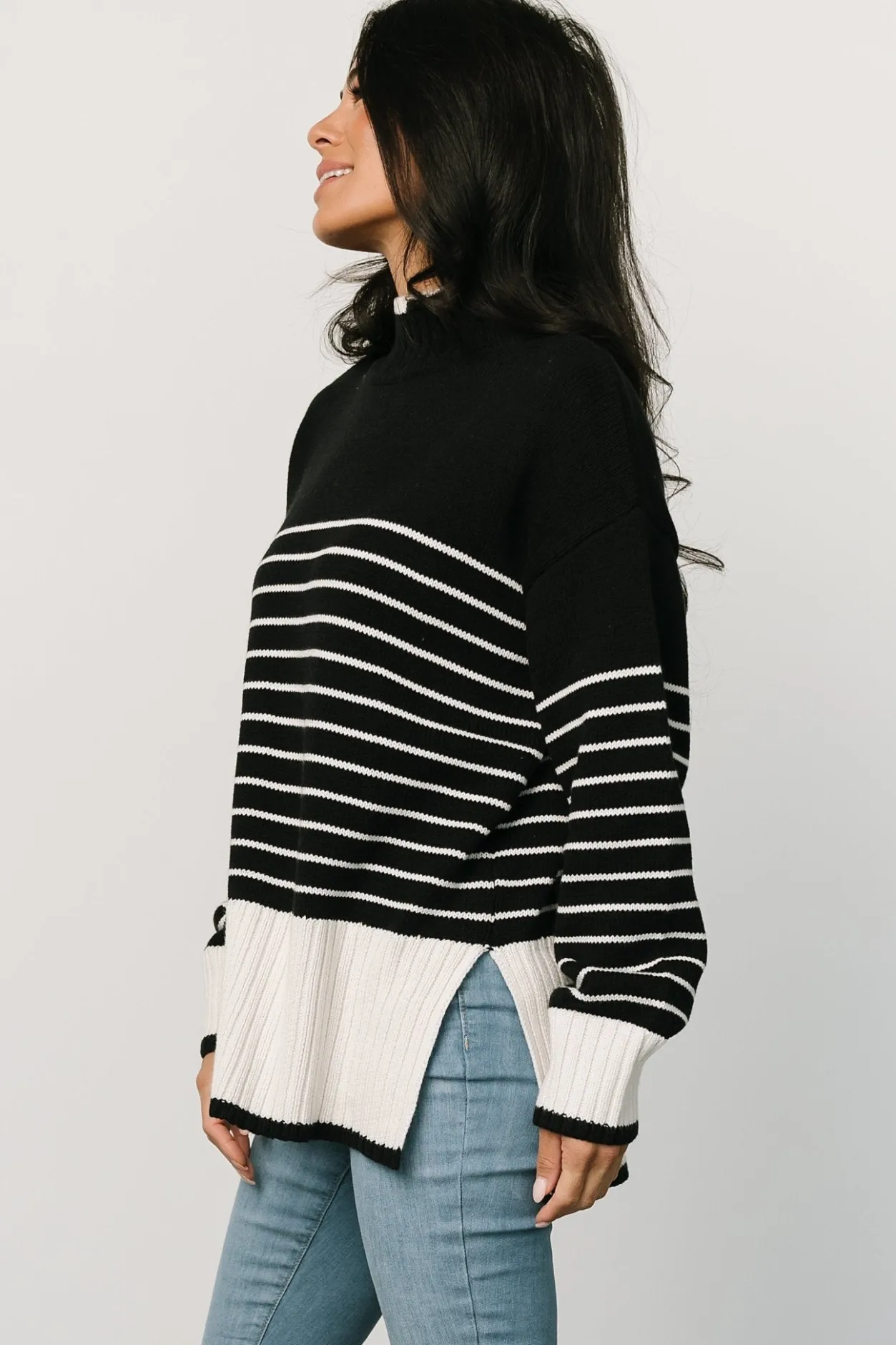Discount Baltic Born Benedict Stripe Knit Sweater | Black + Cream Black+Cream