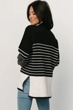 Discount Baltic Born Benedict Stripe Knit Sweater | Black + Cream Black+Cream