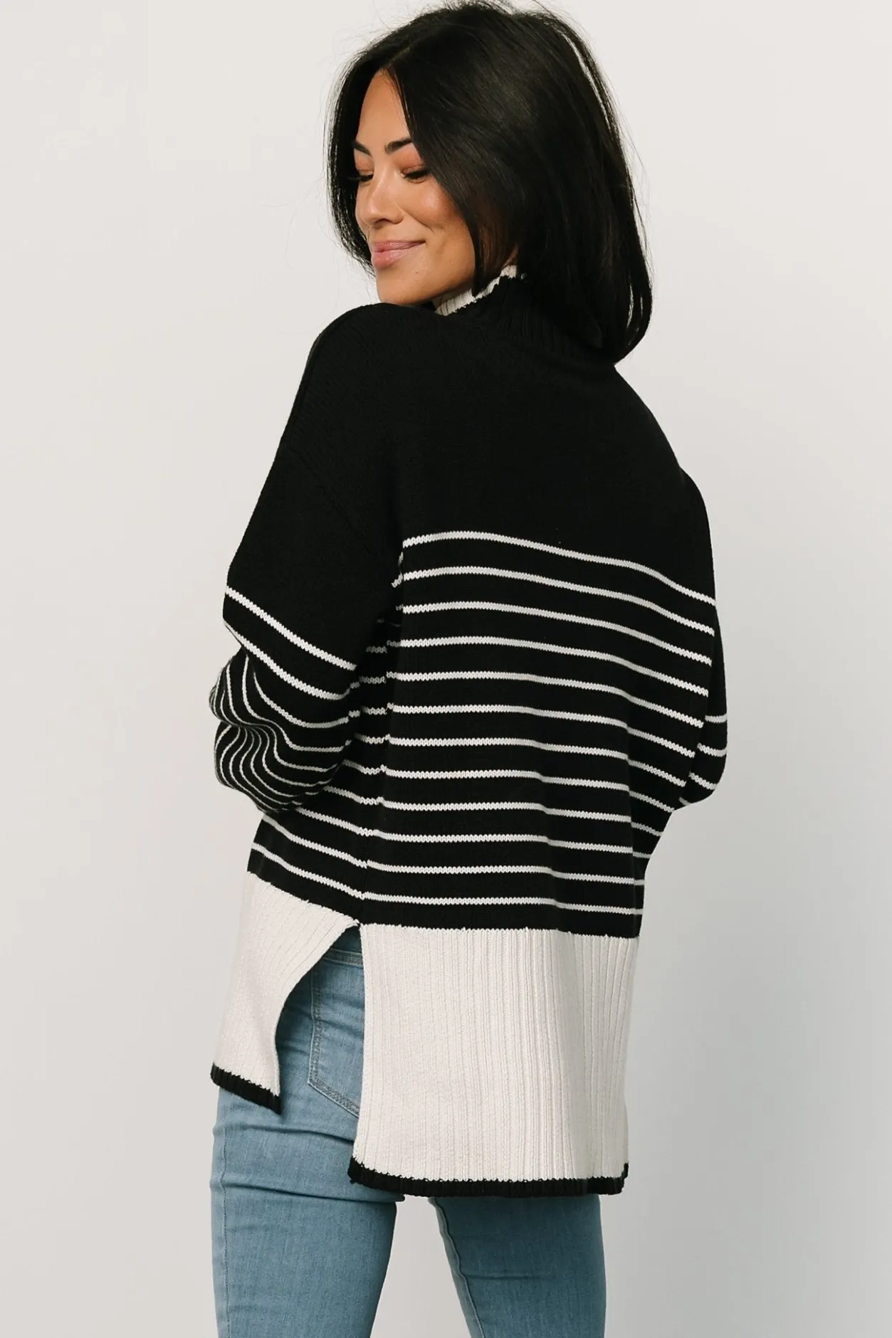 Discount Baltic Born Benedict Stripe Knit Sweater | Black + Cream Black+Cream