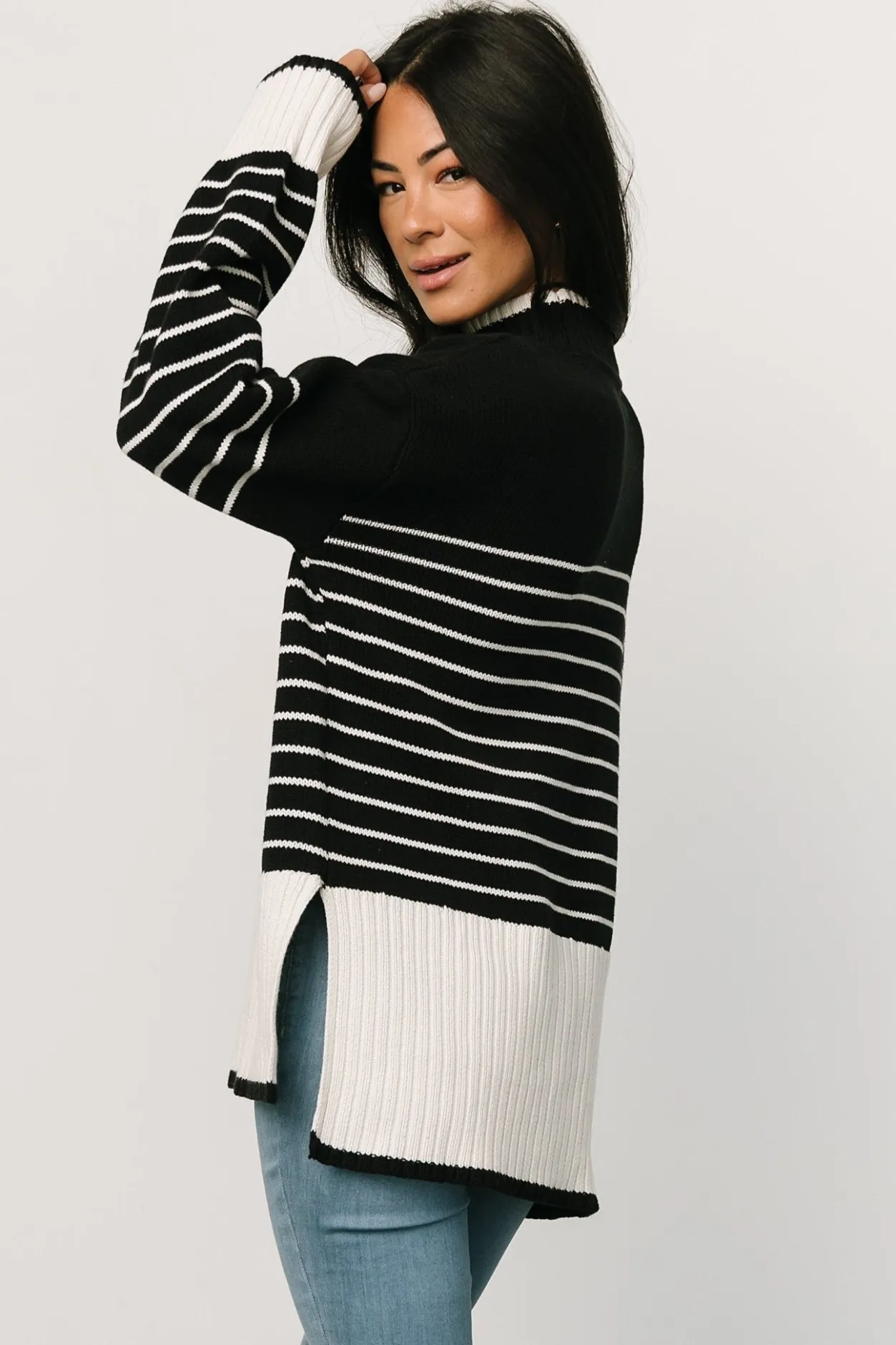 Discount Baltic Born Benedict Stripe Knit Sweater | Black + Cream Black+Cream