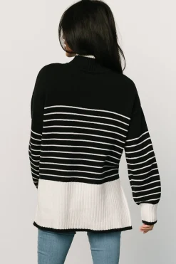 Discount Baltic Born Benedict Stripe Knit Sweater | Black + Cream Black+Cream