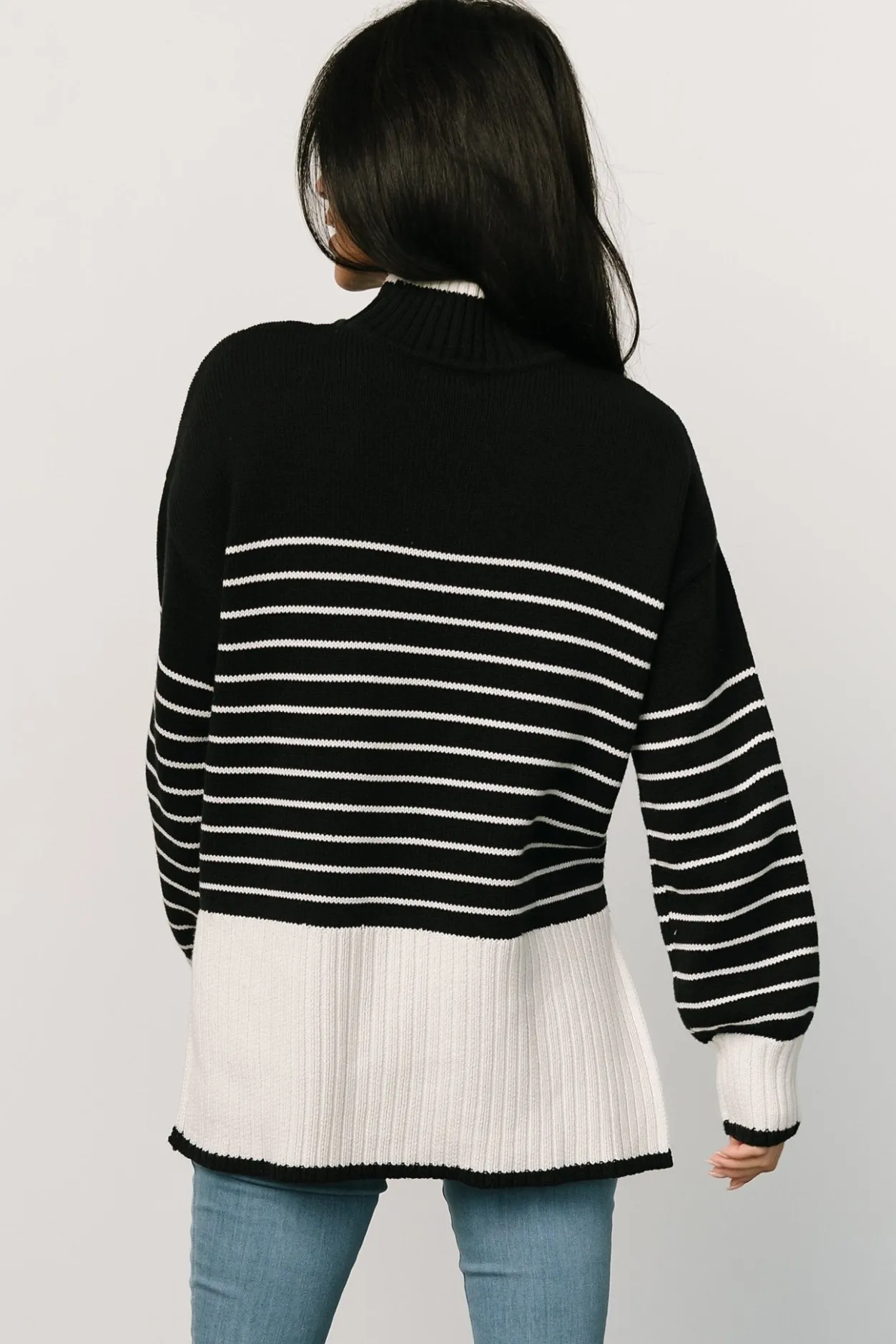 Discount Baltic Born Benedict Stripe Knit Sweater | Black + Cream Black+Cream
