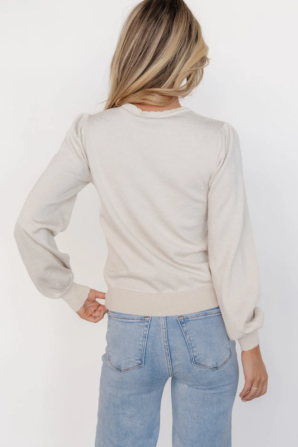 New Baltic Born Benson Shimmer Sweater Top | Natural