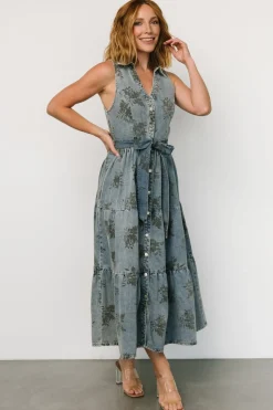Clearance Baltic Born Bernadette Sleeveless Denim Dress | Washed Blue WashedBlue