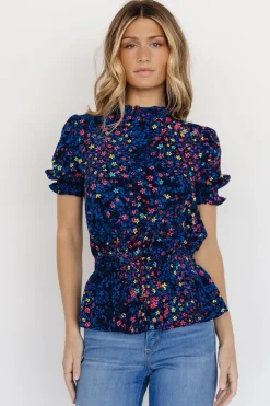 Fashion Baltic Born Beth Peplum Top | Blue Multi BlueMulti