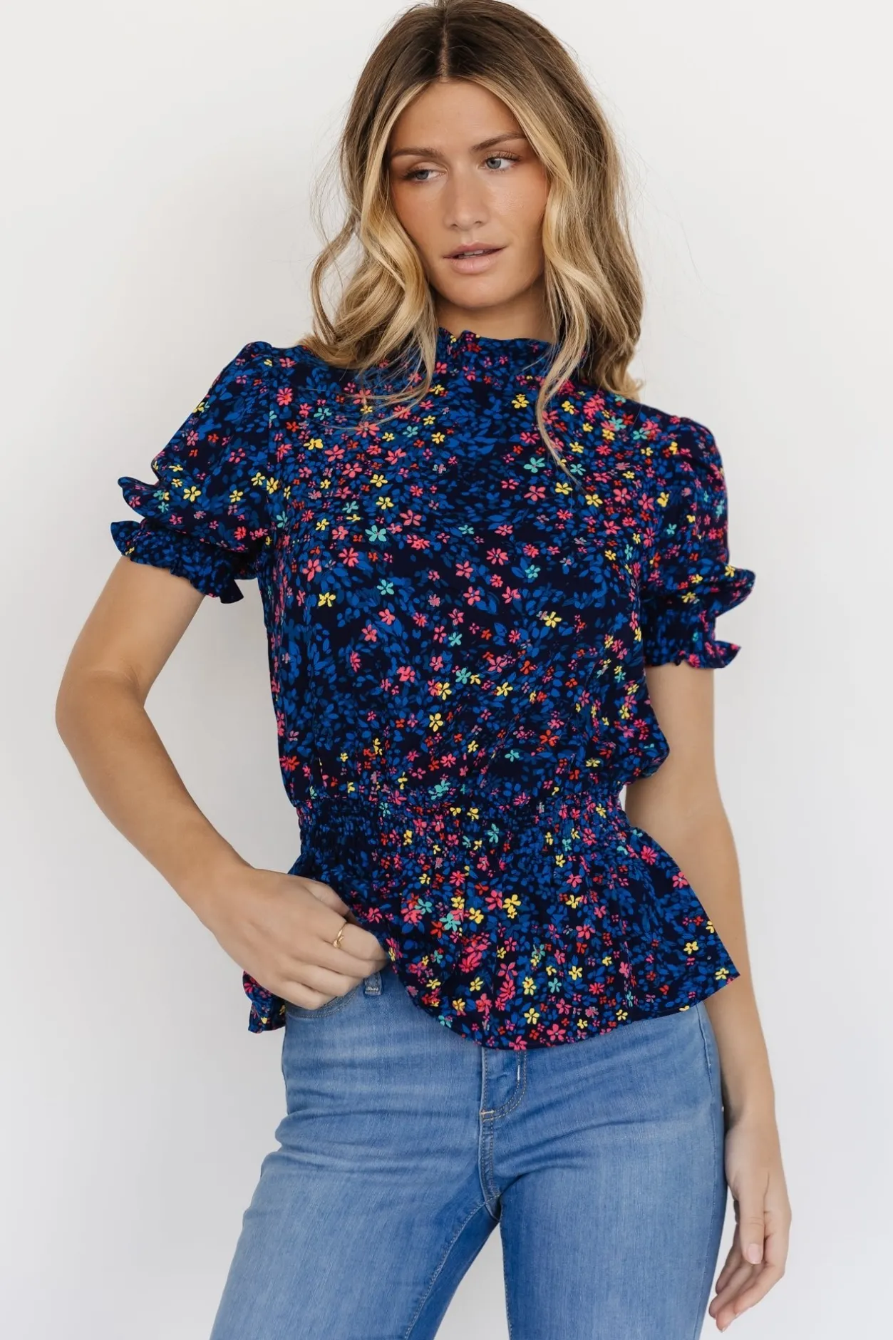Fashion Baltic Born Beth Peplum Top | Blue Multi BlueMulti