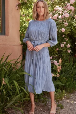 Sale Baltic Born Bethany Pleated Midi Dress | Light Blue LightBlue