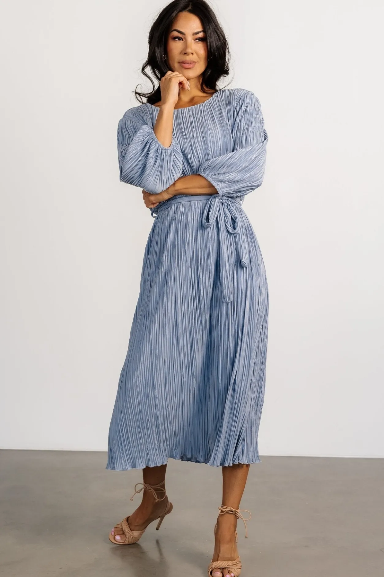 Sale Baltic Born Bethany Pleated Midi Dress | Light Blue LightBlue
