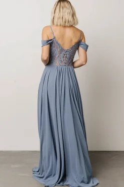 Clearance Baltic Born Bianca Lace Maxi Dress | Dusty Blue DustyBlue