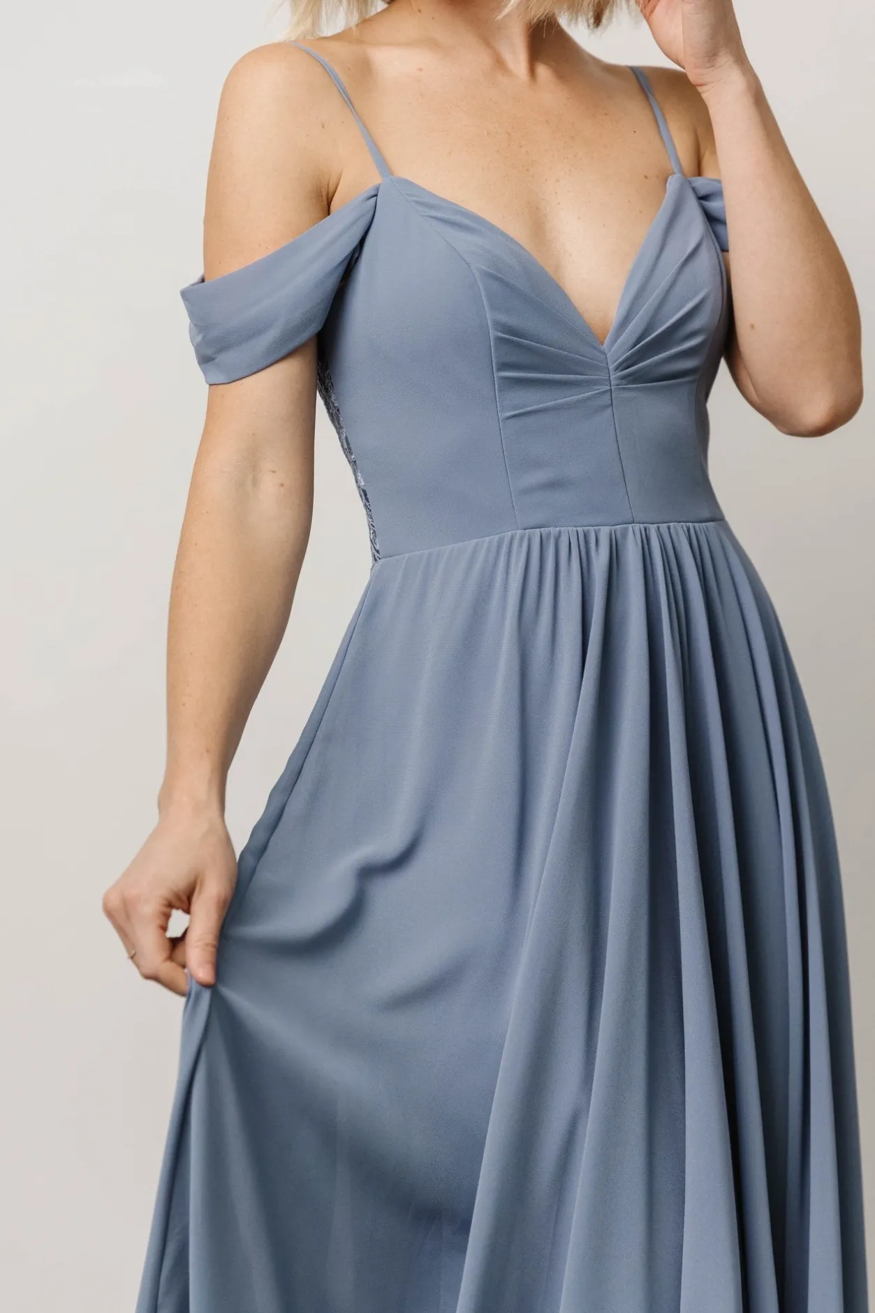 Clearance Baltic Born Bianca Lace Maxi Dress | Dusty Blue DustyBlue