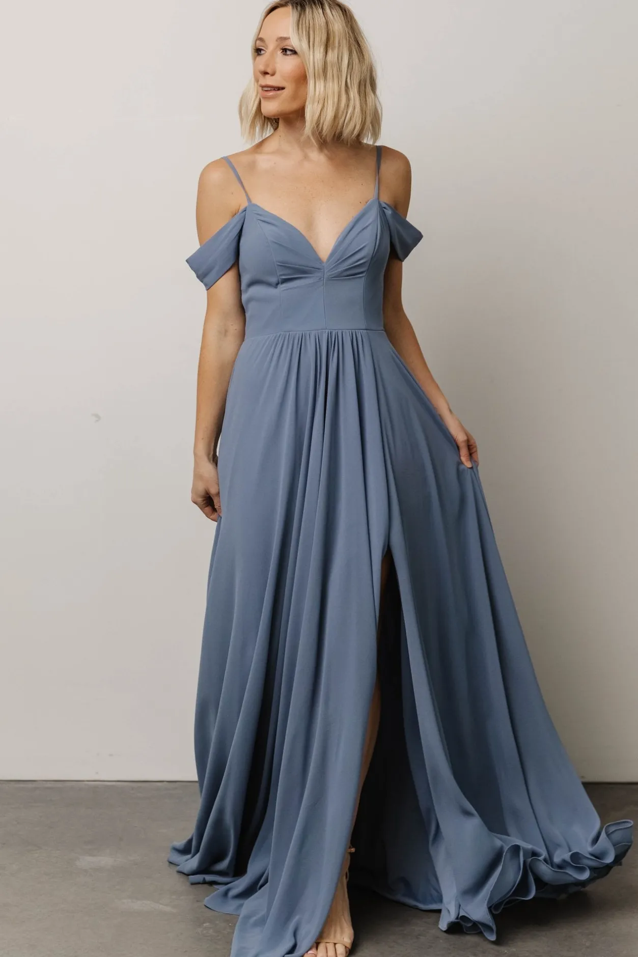 Clearance Baltic Born Bianca Lace Maxi Dress | Dusty Blue DustyBlue