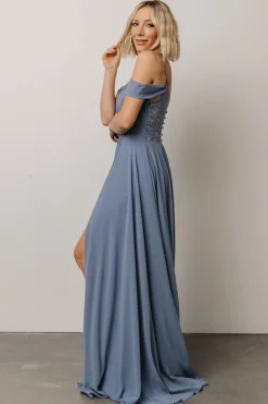 Clearance Baltic Born Bianca Lace Maxi Dress | Dusty Blue DustyBlue