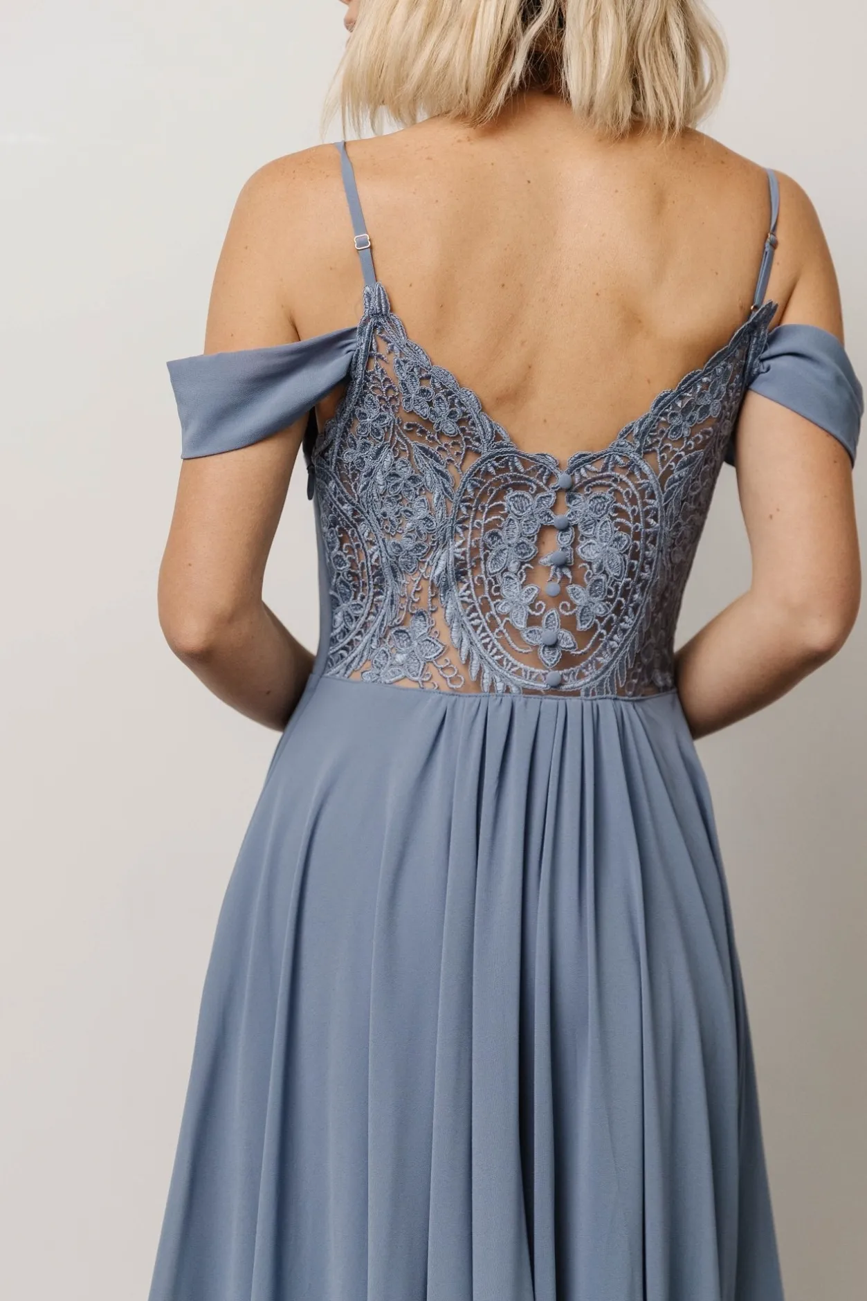 Clearance Baltic Born Bianca Lace Maxi Dress | Dusty Blue DustyBlue