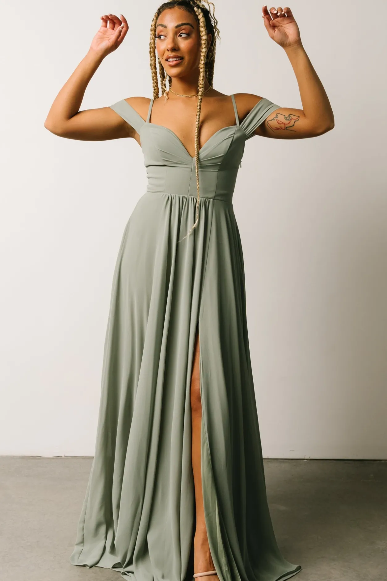 Online Baltic Born Bianca Lace Maxi Dress | Dusty Sage DustySage
