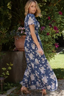 Best Baltic Born Birdie Maxi Dress | Blue + Blush Floral Blue+BlushFloral
