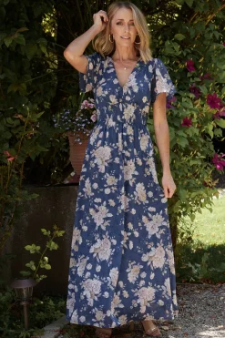 Best Baltic Born Birdie Maxi Dress | Blue + Blush Floral Blue+BlushFloral