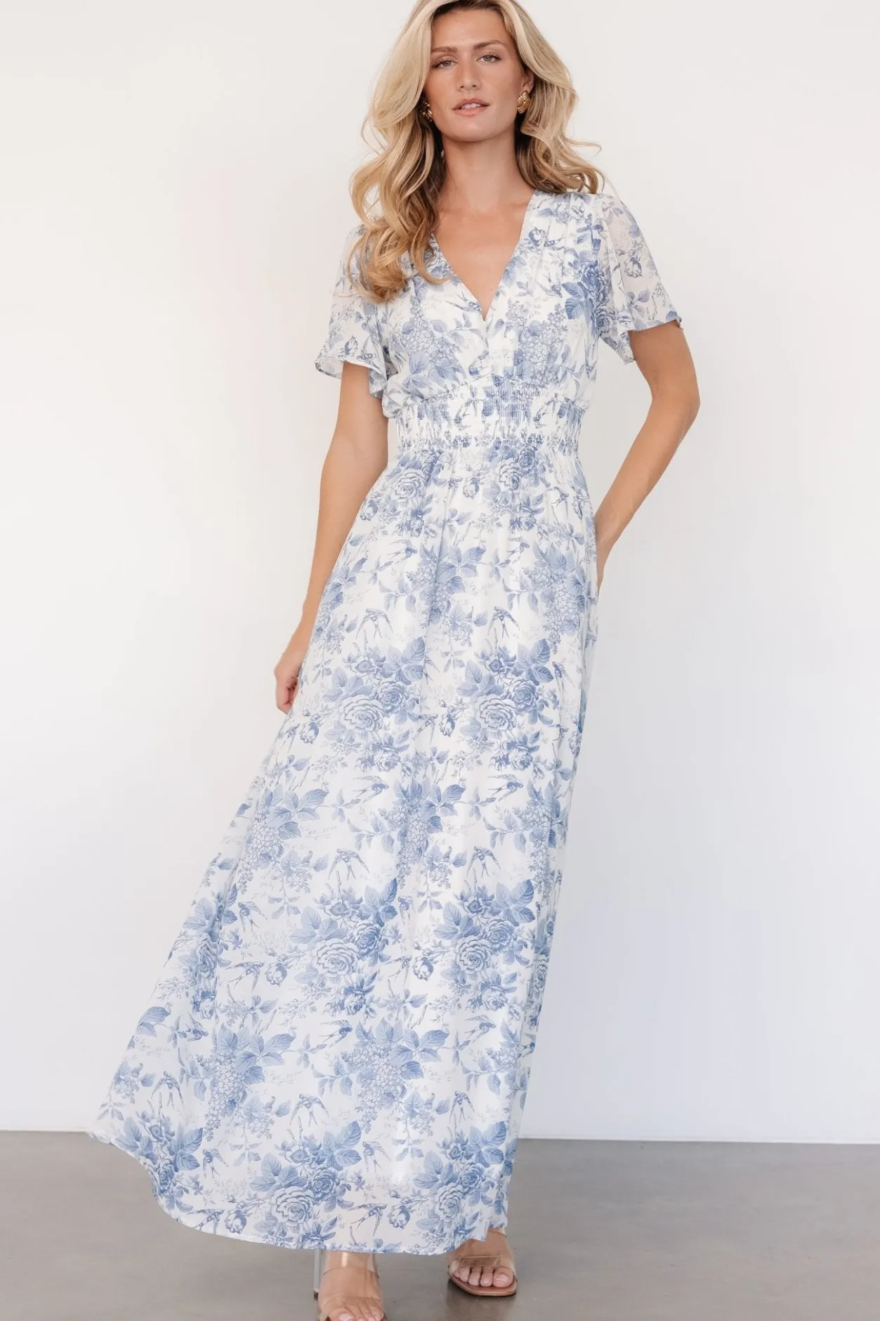 Hot Baltic Born Birdie Maxi Dress | Off White + Blue OffWhite+Blue