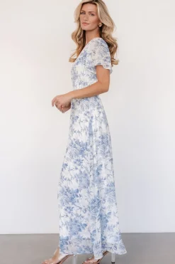 Hot Baltic Born Birdie Maxi Dress | Off White + Blue OffWhite+Blue