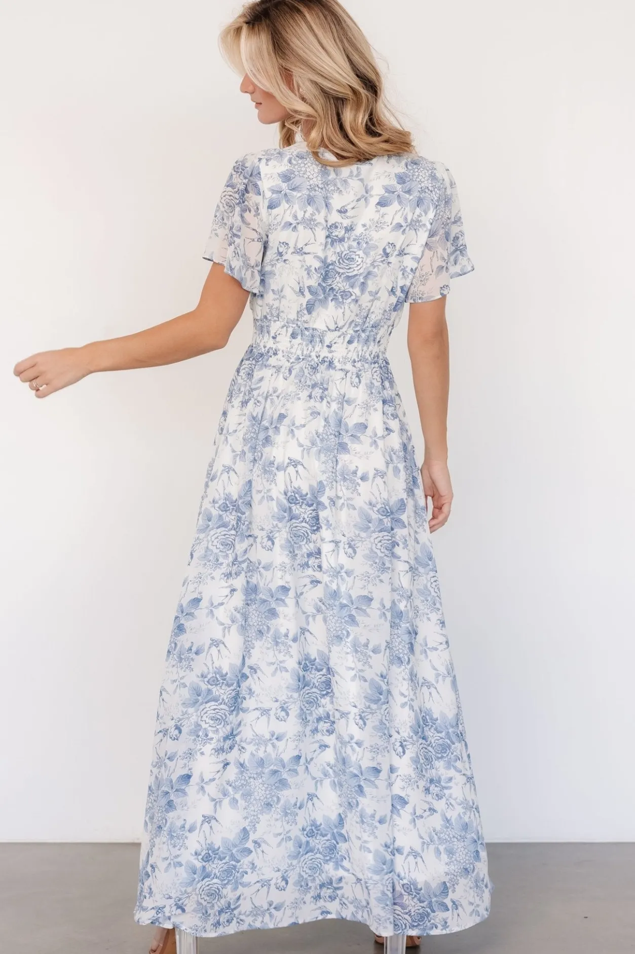 Hot Baltic Born Birdie Maxi Dress | Off White + Blue OffWhite+Blue