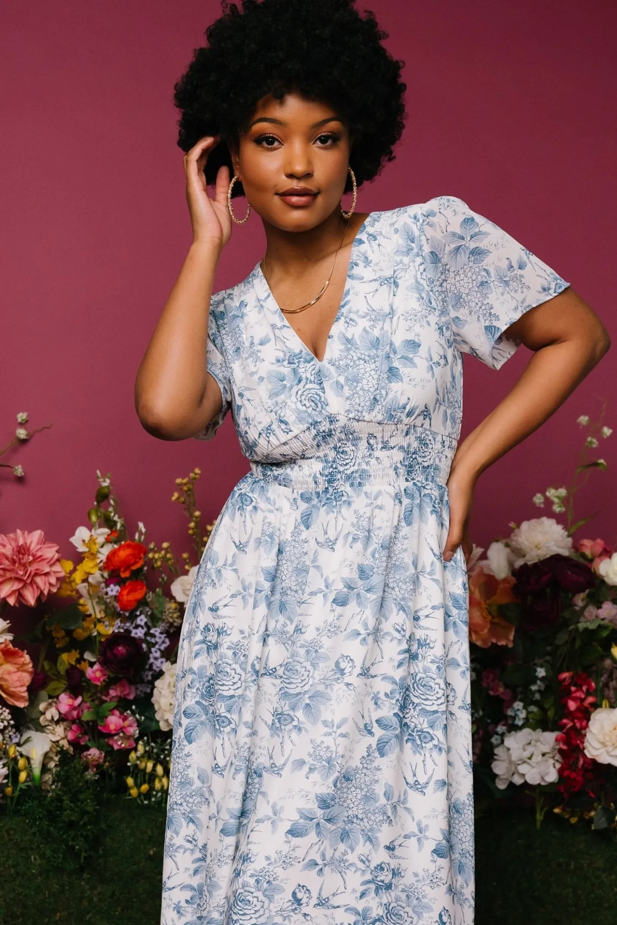 Hot Baltic Born Birdie Maxi Dress | Off White + Blue OffWhite+Blue