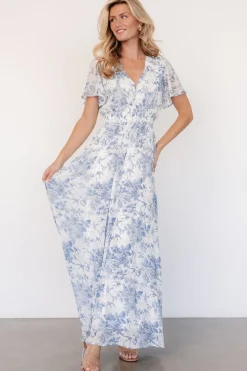 Hot Baltic Born Birdie Maxi Dress | Off White + Blue OffWhite+Blue