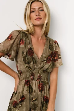 New Baltic Born Birdie Maxi Dress | Olive Floral OliveFloral