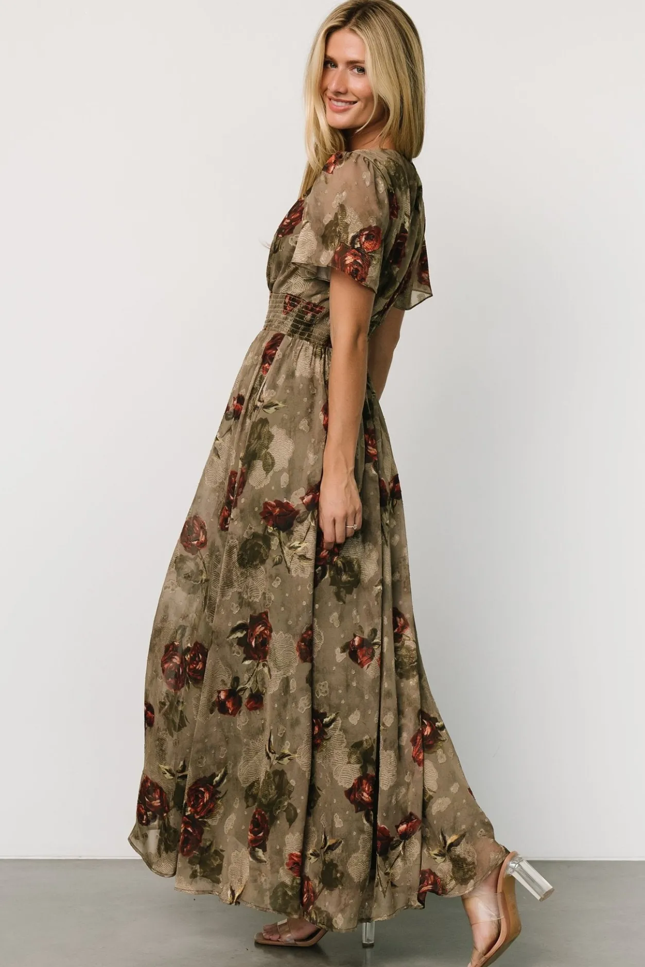 New Baltic Born Birdie Maxi Dress | Olive Floral OliveFloral
